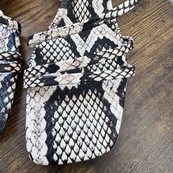 Zara Faux Leather Snake Print Heeled Sandals - Picture 3 of 10